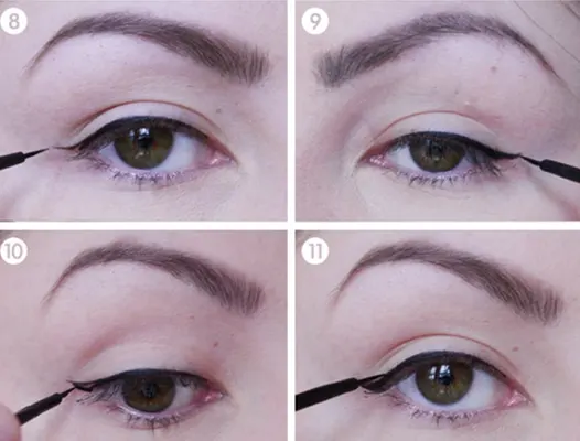 آموزش کشیدن خط چشم مایع باliquid eyeliner روی خط پلک خود یک ردیف نقطه با فواصل یکسان بگذارید و به هم وصل کنید