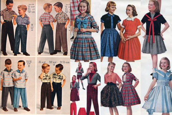 تاریخچه مد و فشن لباس کودک دخترانه و پسرانه در دهه 1950